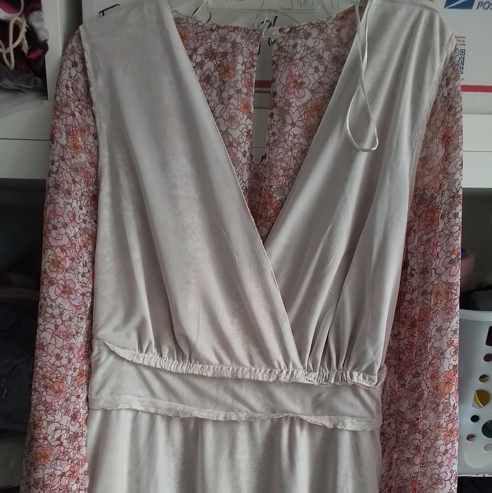 Japna Floral Tiered Long Sleeve Ilk Polyester Dress - Picture 14 of 16
